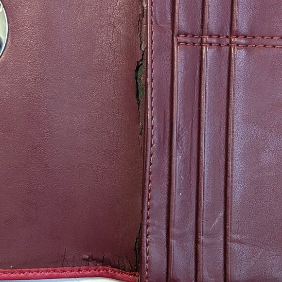 Coach Burgundy Signature Large Fold Wallet - Picture 9 of 16